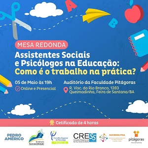 Mesa Redonda irá discutir atuação de Assistentes Sociais e Psicólogos nas escolas municipais