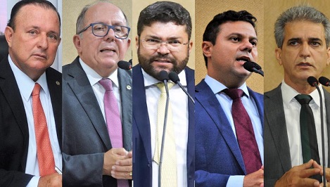 Deputados Adolfo Menezes (PSD), José de Arimateia (Republicanos), Marcinho Oliveira (UB), Luciano Simões Filho (UB) e Robinson Almeida (PT)