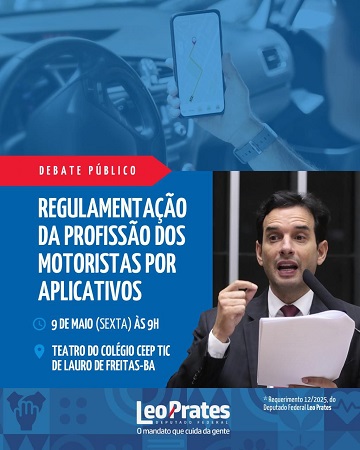 Debate Público discute regulamentação da profissão de motoristas por aplicativo em Lauro de Freitas